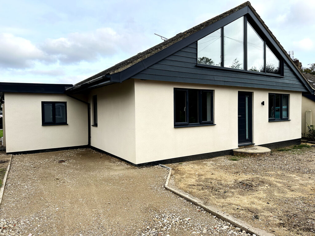 Front view of home extension Front of home extension